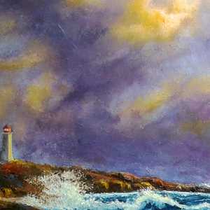 a painting of the sky at Peggy's Cove