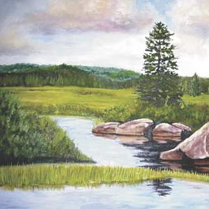 a painting of a scene in Algonquin Provincial Park