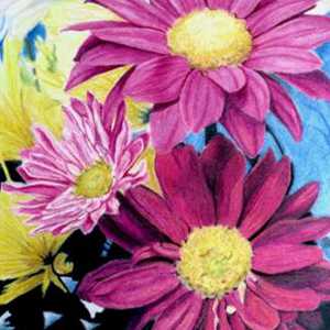 Coloured pencil painting of flowers