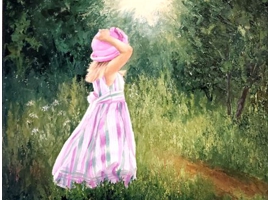 Little Girl wearing a Pink Hat