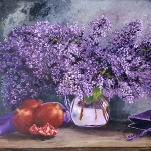 Lilacs and Pomegranates 14” x18”