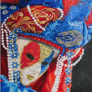 Coloured pencil painting of a Venetian Mask