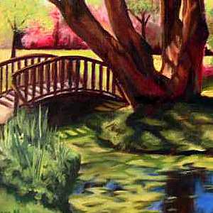 a painting of a willow tree at springtime